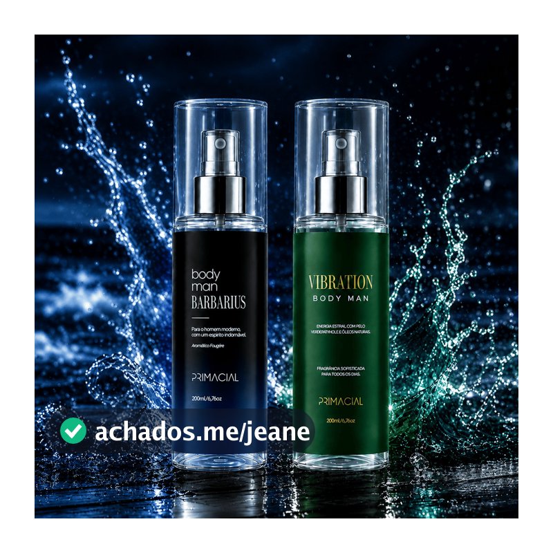 Kit 2 Body Splash Masculino Midtown Barbarius Banker Vibration Alta Fixação Projeção Primacial