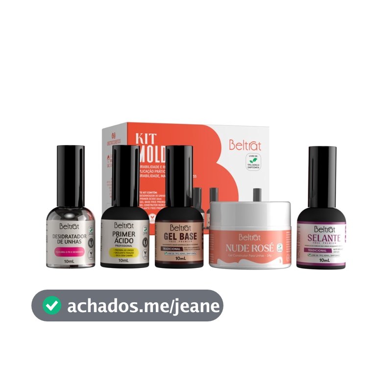 Kit Blindagem Molde F1(SEM TPO)Beltrat p/ Alongamento de Unhas em Gel + Gel Construtor Nude Rose 14g
