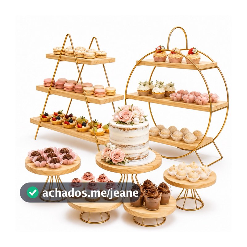 Kit 7 Peças: 1 Roda Gigante Doceira + 1 Prateleira Escadinha + 5 Boleiras