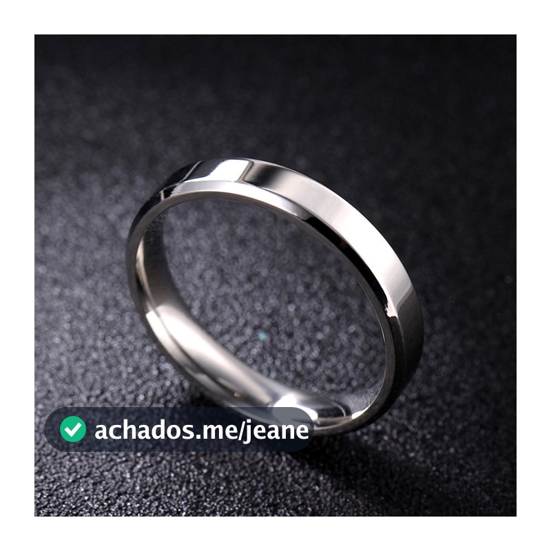 Aliança De Namoro Chanfrada Prata 4mm Unidade Lisa Anel Compromisso Feminino Masculino Aço Inox 316L