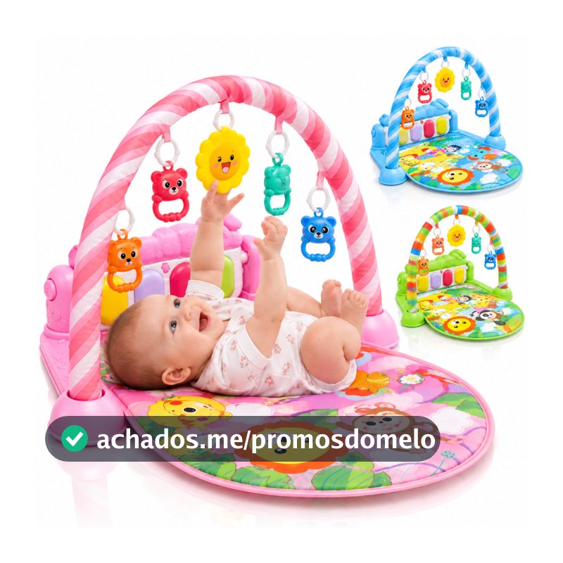 Tapete de Atividades Bebê com Piano Removível — Som, Luz e Brinquedos Educativos