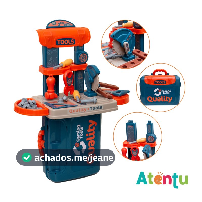 Maleta de Ferramentas Infantil 3 em 1 Multi Montagens Brinquedo Faz de Conta