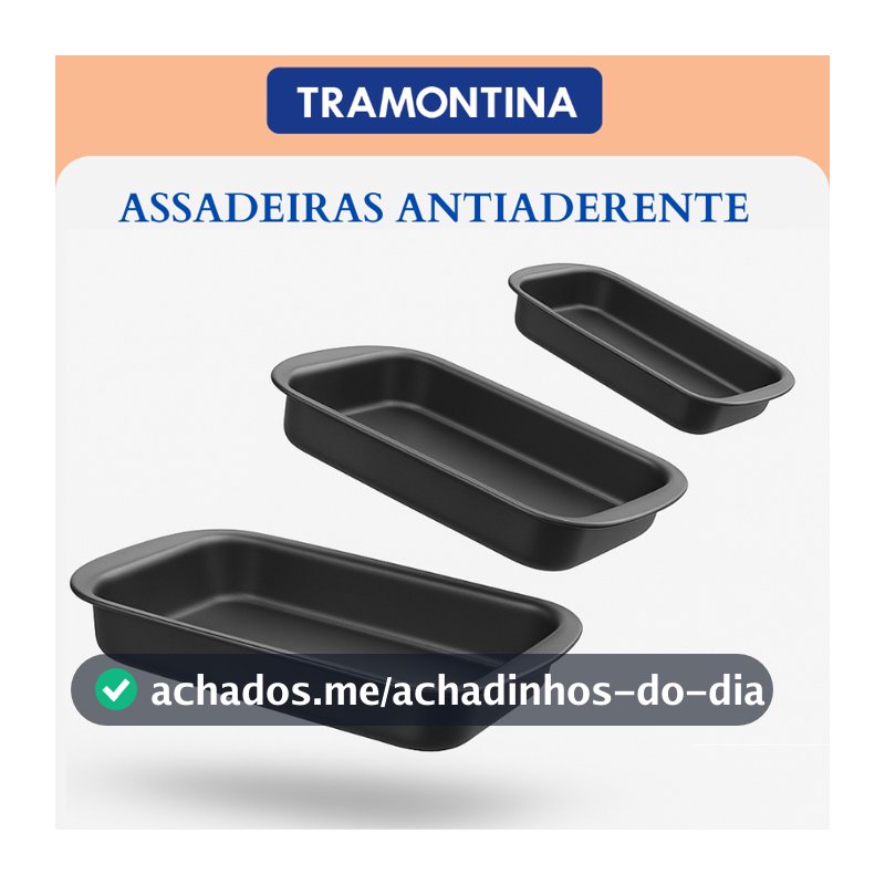 Assadeira conjunto 3 peças retangulares tramontina antiaderente