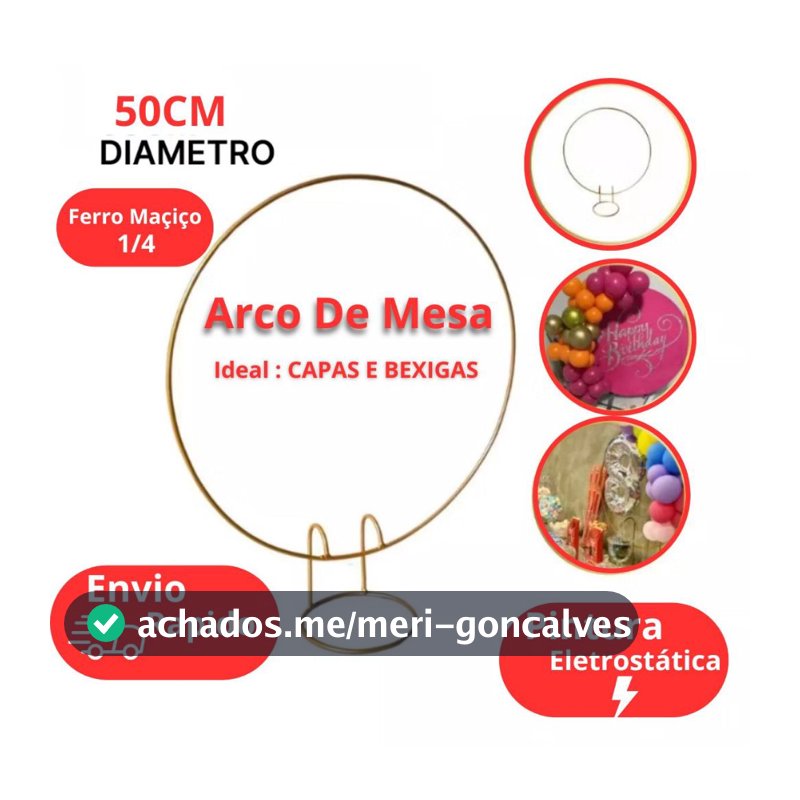 Mini Arco de Mesa 50CM Redondo em Ferro Dourado para Decoração de Festa