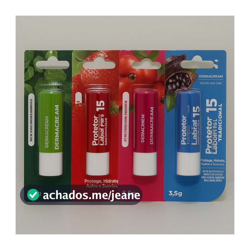 Protetor Labial FPS 15 | Hidratação Intensa+Proteção Solar | Cacau, Morango, Hortelã e Rosa Mosqueta