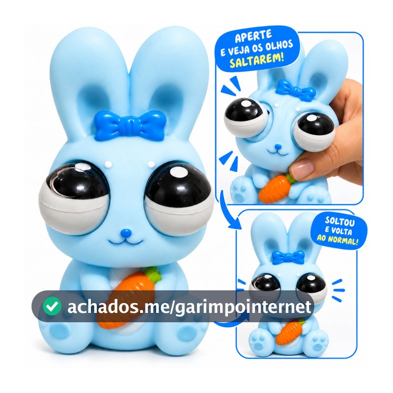 Squishy Coelho Antiestresse Brinquedo Silicone Olhos que Saltam presente dia das crianças e Natal