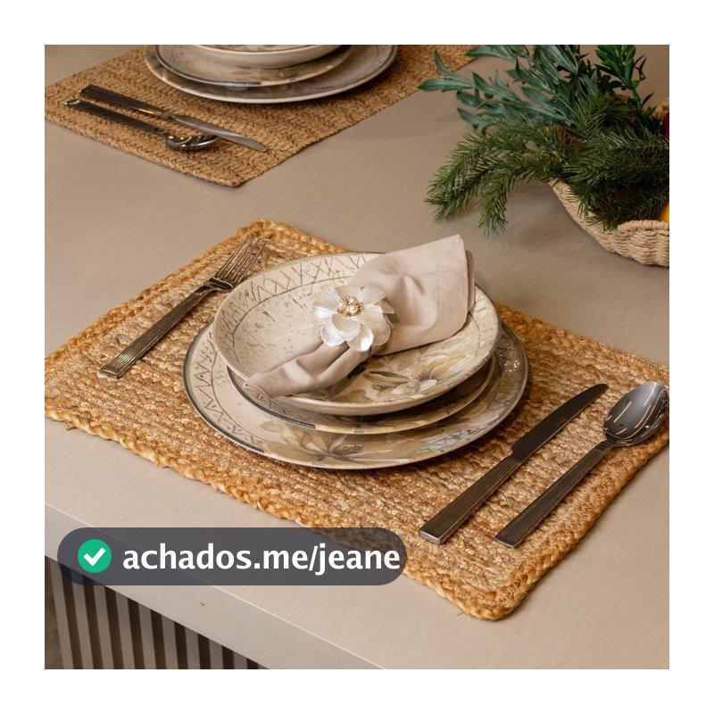 Jogo Lugar Americano de Juta Natural 33x45cm Wolff Retangular Rustico Chic para Mesa Posta Utilidades Domésticas Cozinha