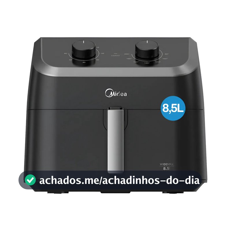Fritadeira Elétrica Air Fryer Midea FWM85P1 Widemax 8,5L Preta