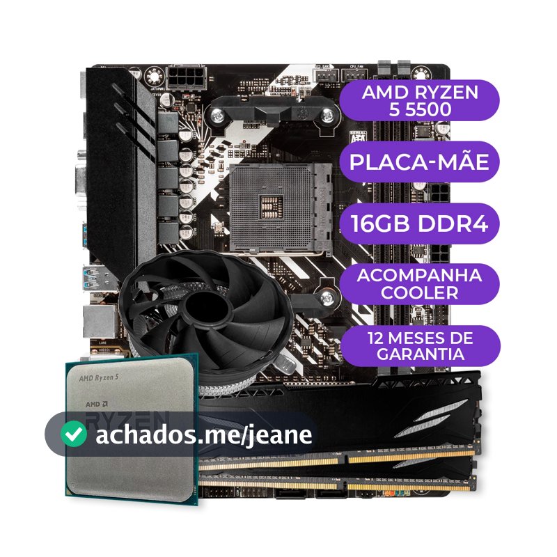 Kit Upgrade Gamer AMD Ryzen 5 5500 + B450M + 16GB DDR4