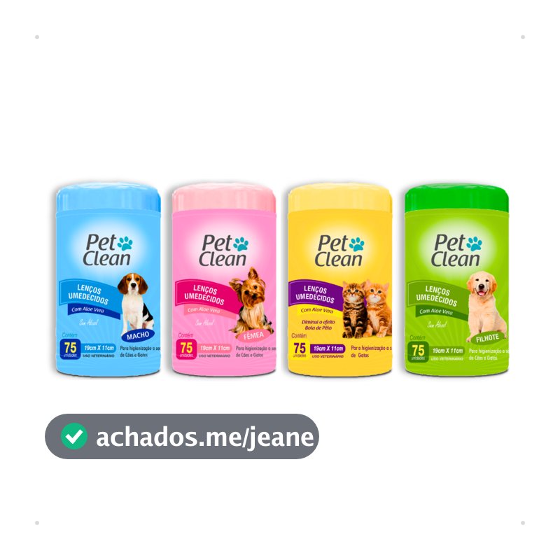 Lenço Umedecido para Cachorro e Gato Pet Clean - 75 Unidades - Envio Imediato
