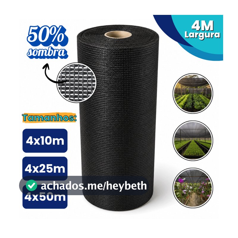 Tela Sombrite 50% 4m Largura Sombreamento Horta Estufa Galinheiro Jardim Orquidário