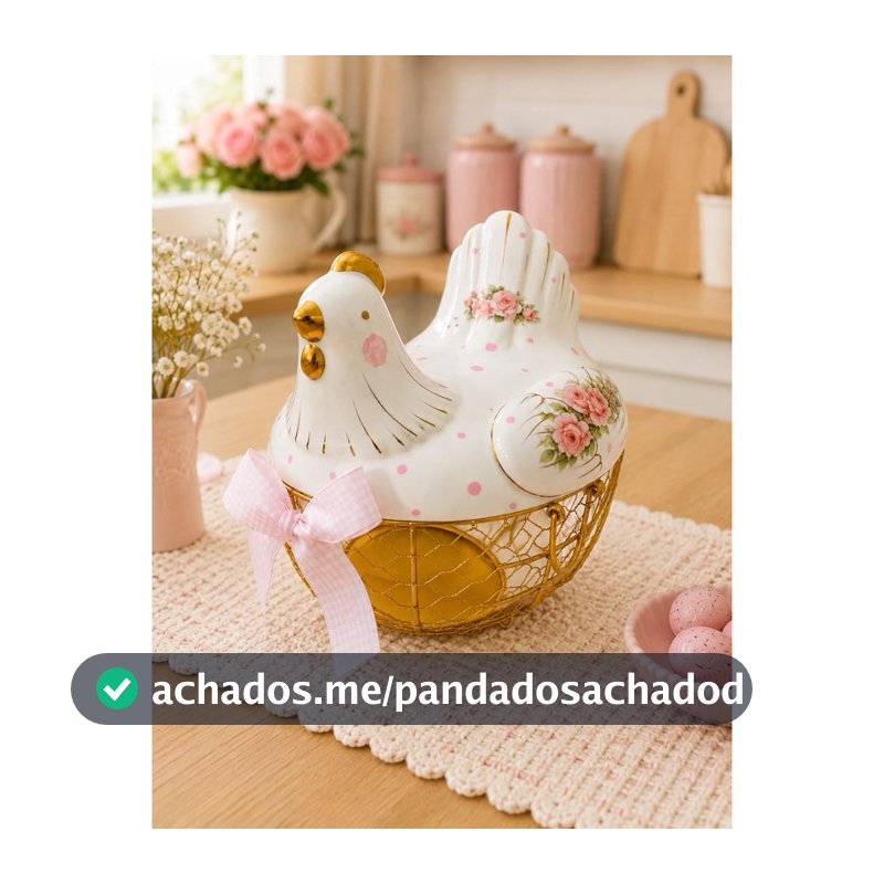 Cesto Porta Ovos em Porcelana com Cesta Aramada – Delicadeza e Charme para sua Cozinha!