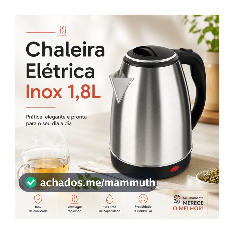 STARTOOLS Chaleira Jarra Elétrica 110V ou 220V 1.8 Litros Inox Prateada