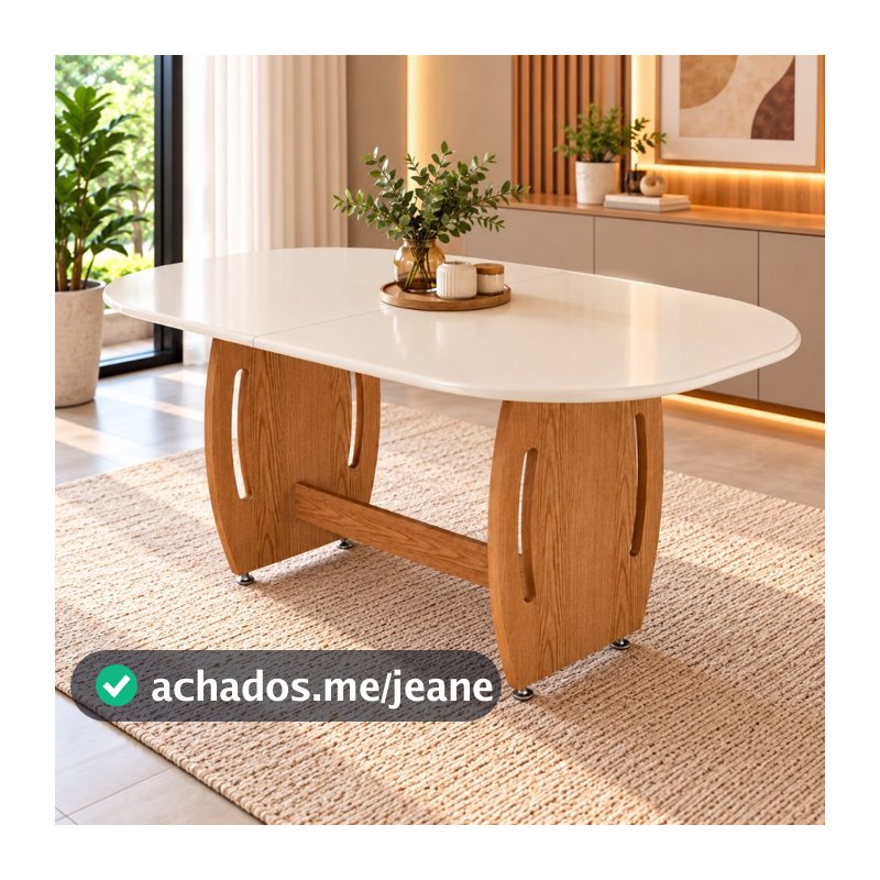 Mesa de Jantar 4 Lugares Oval 137x90cm – Montagem com Encaixe Invisível