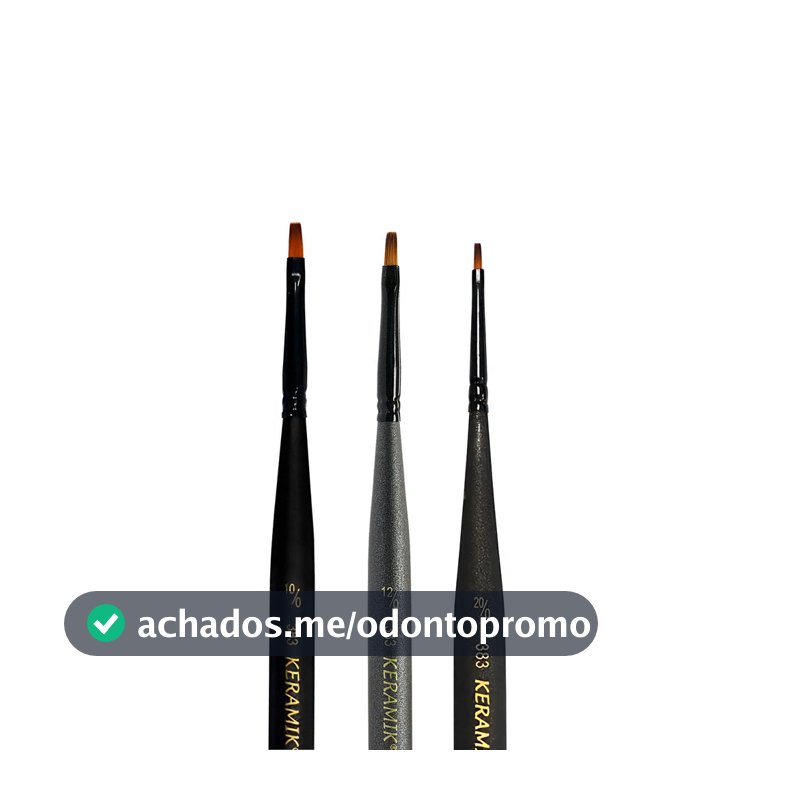 Kit 3 Pincéis Keramik 383 Chato Mini Brush 10/0, 12/0 E 20/0