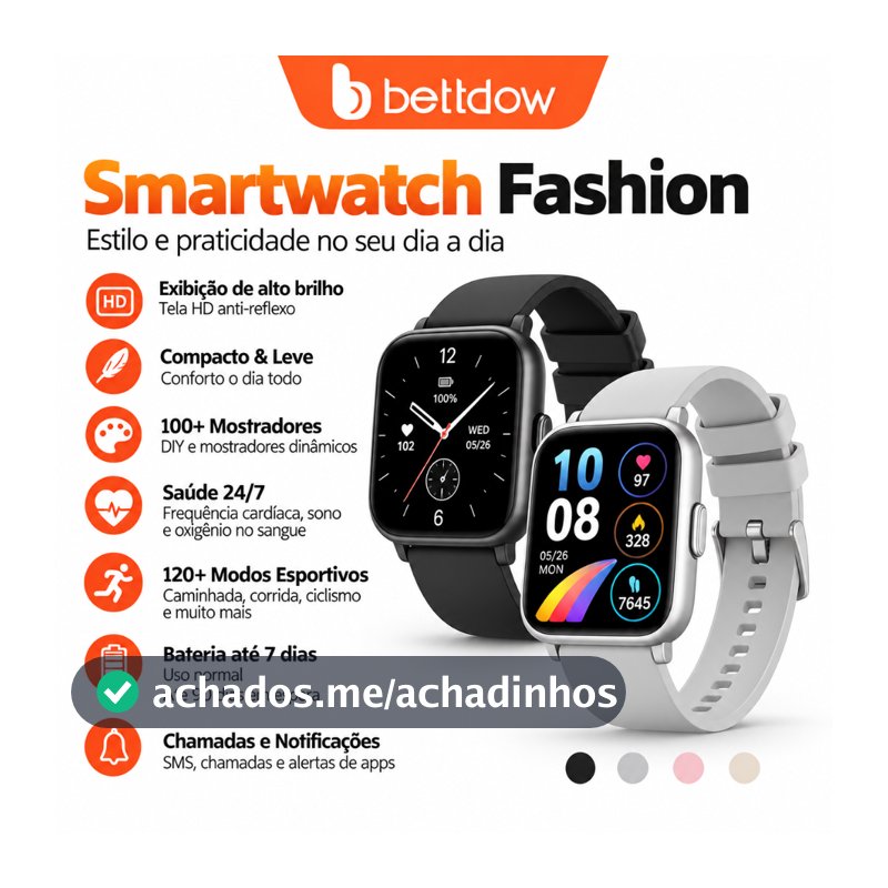 BETTDOW Relógio inteligente  Tela cheia Rastreador de fitness sensível ao toque IP68 À prova d'água Suporta dados GPS do