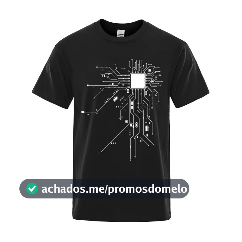 Camiseta Unissex Diagrama de circuito Processador Nerd Geek algodão fio 30.01 camisa blusa Promoção