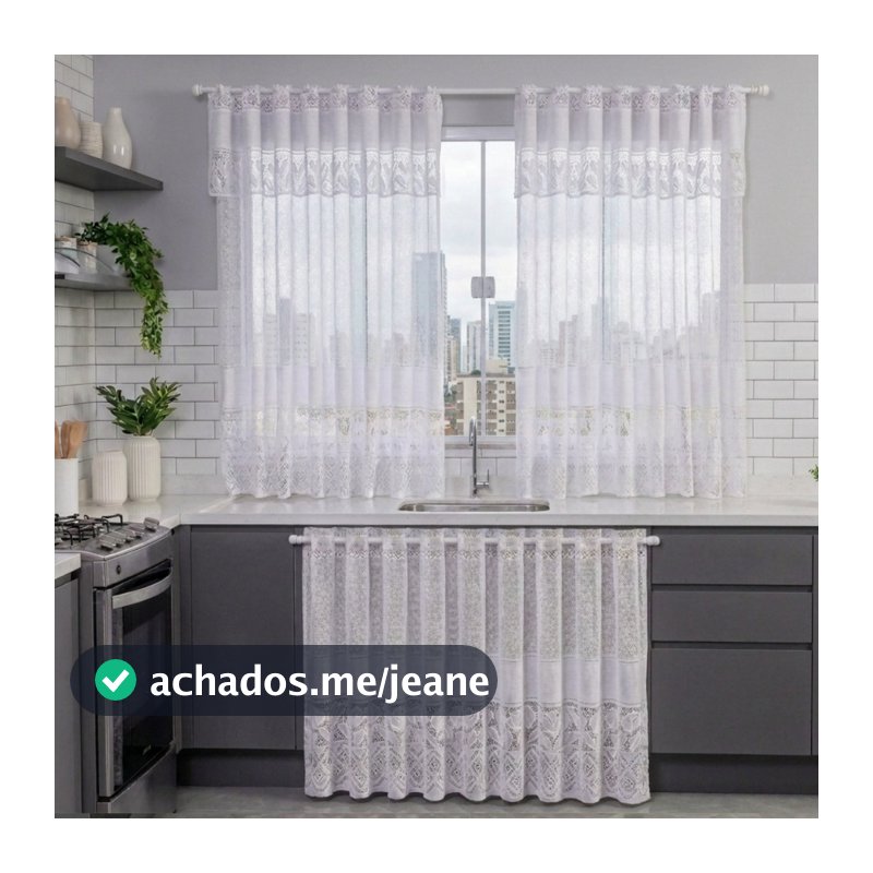 Cortinas de Cozinha Renda P/janela e Pia - Balcão Renda Cortina - Tulipa Decoração