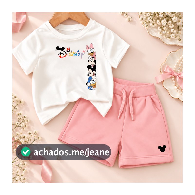 Conjunto infantil Menina Disney Camiseta+Short Delicado 2 ao 16