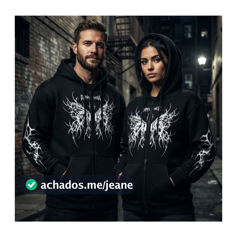 Moletom Ziper Tribal DARK  Borboleta e Mangas Estilizadas Moda Alternativa