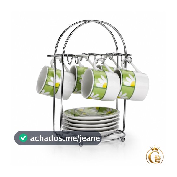 Suporte Porta Xícaras e Pires 6 Ganchos Organizador de Café para Mesa Bancada