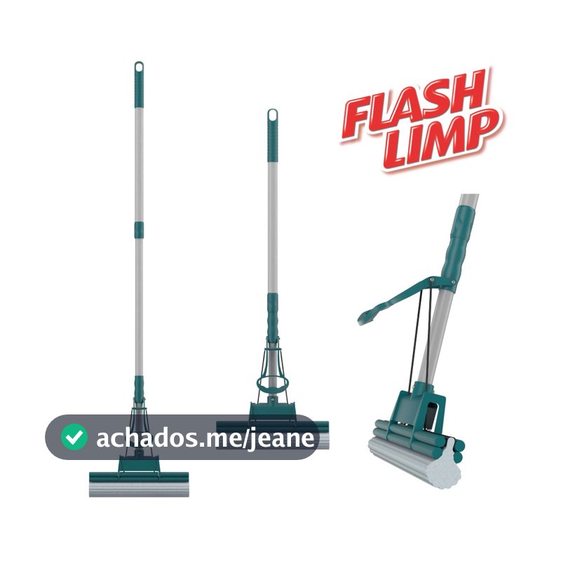 Mop Rodo Mágico Flash Limp Plus Lava e Seca Limpeza Geral com Refil PVA para Pisos Azulejos e Vidros MOP7671