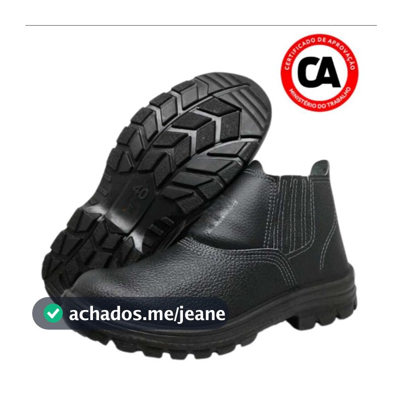 Bota De Segurança Com C.A Em couro Bico PVC Unissex Butina Cano Medio