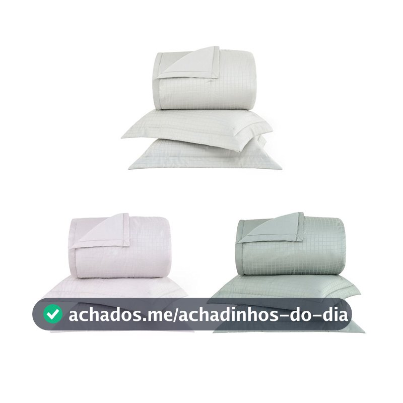 Kit Colcha King Cetim 300 Fios Buddemeyer Damask Square 100% Algodão Penteado 3 peças