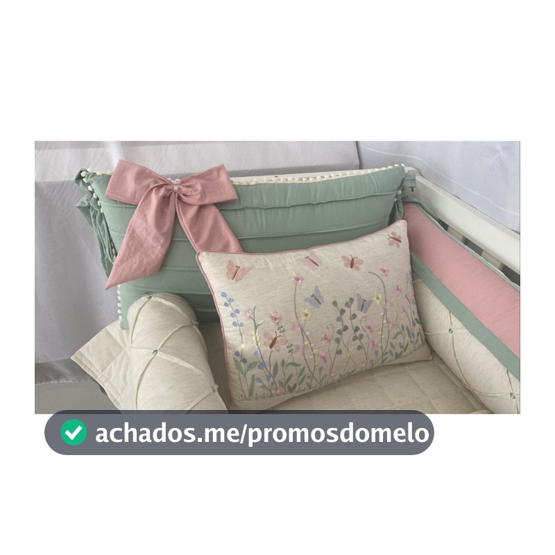 Kit Berço Americano Menina Jardim das Flores 10 Peças Rose Blush com Verde Erva Doce