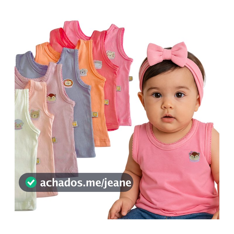 Kit 5 Camisetas Regata para Bebê - 100% ALGODÃO