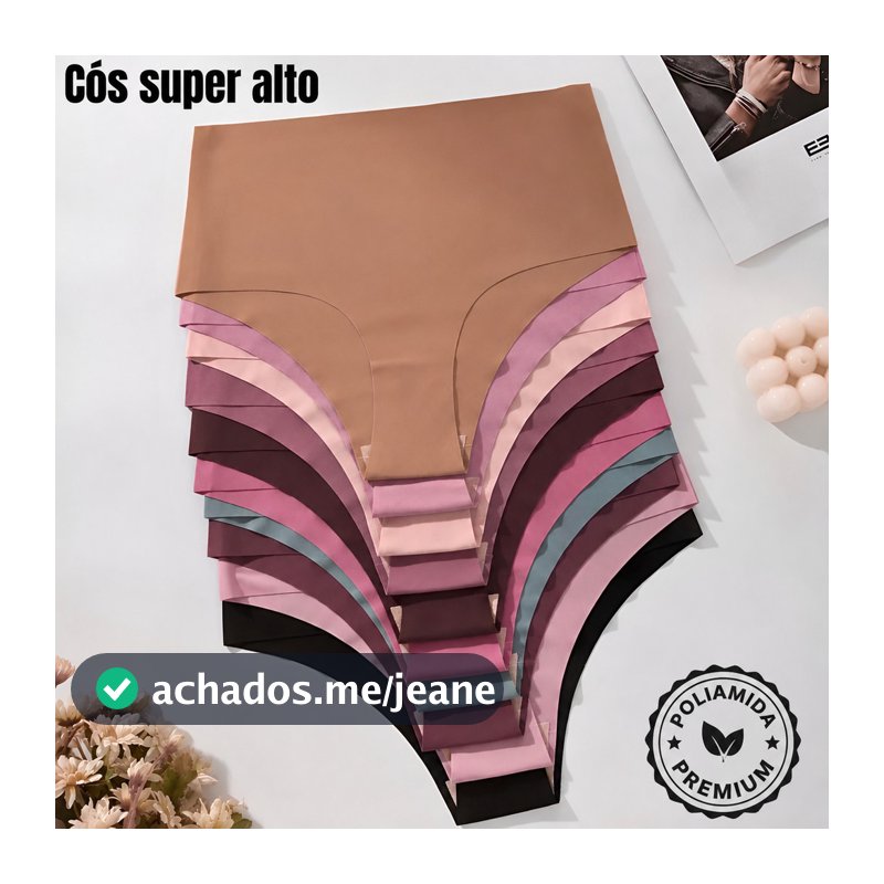 Kit 7 ou 10 Calcinhas Sem Costura Cós Alto POLIAMIDA Laser Conforto Não Marca Feminina Fitness Invisível