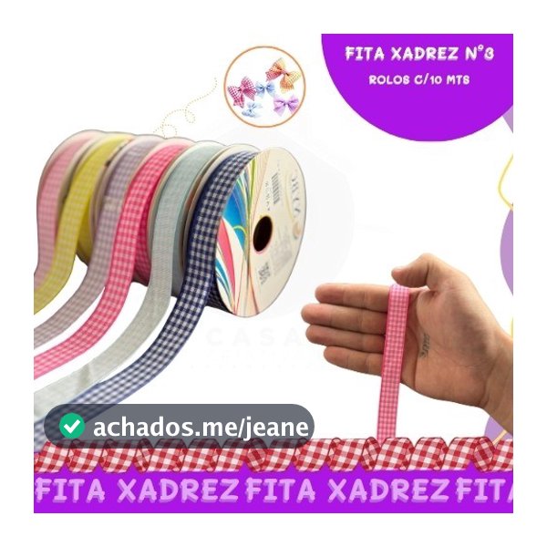Fita Xadrez N°3 - 15mm - Rolo c/10 Mts Laços Junina Natalina