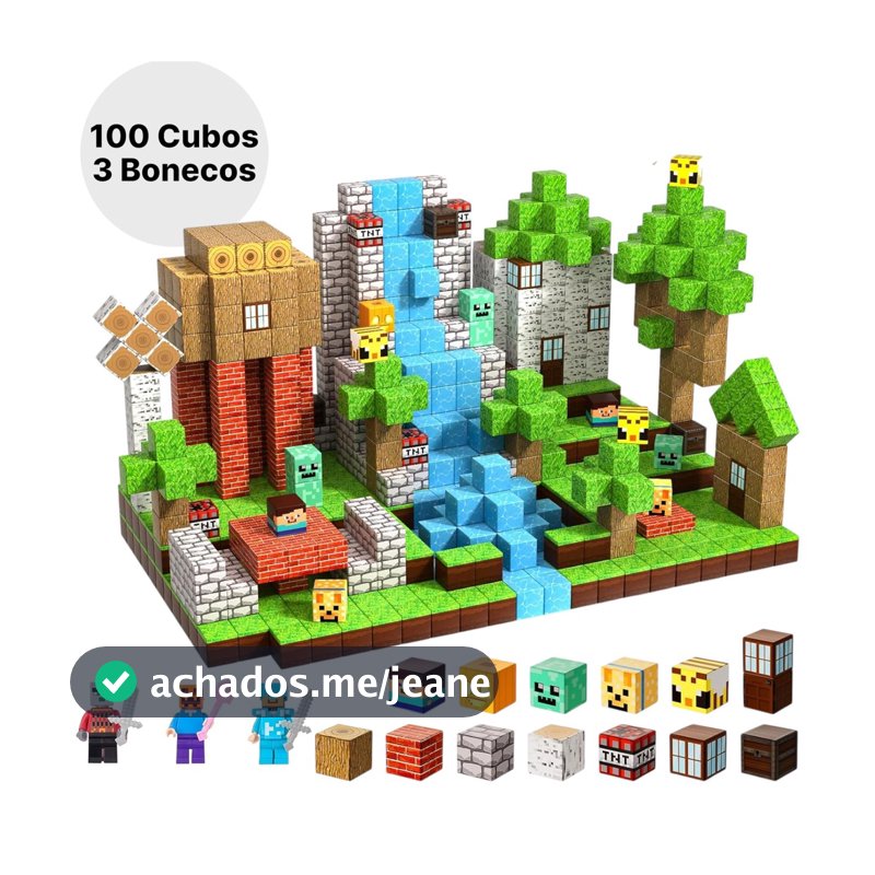 Cubos Magnéticos Construção Peças Blocos Tipo Mine World Infantil