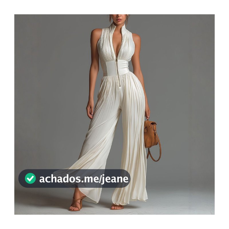 Macacão Com Gola Enrugada , Perna Larga Longa , Elegante E Sexy , Feminino