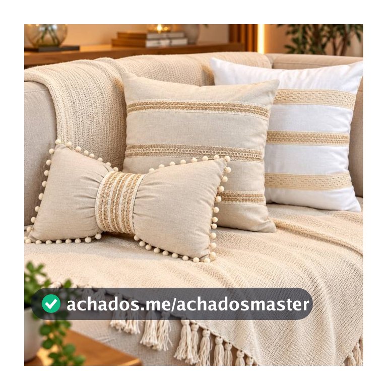 Kit 3 Almofadas Cheias Estilo Boho Chic com Laço – Exclusivo Sofa Cama Posta