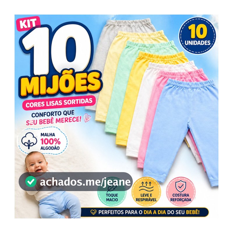 10 Unidades Mijão Infantil Calça Bebê Sem Pé Cores Lisas