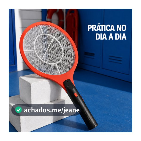 Raquete Elétrica Vermelha Mata Mosquito com Tela Metálica e Cabo Ergonômico para Casa Escola Escritório Jardim e Camping