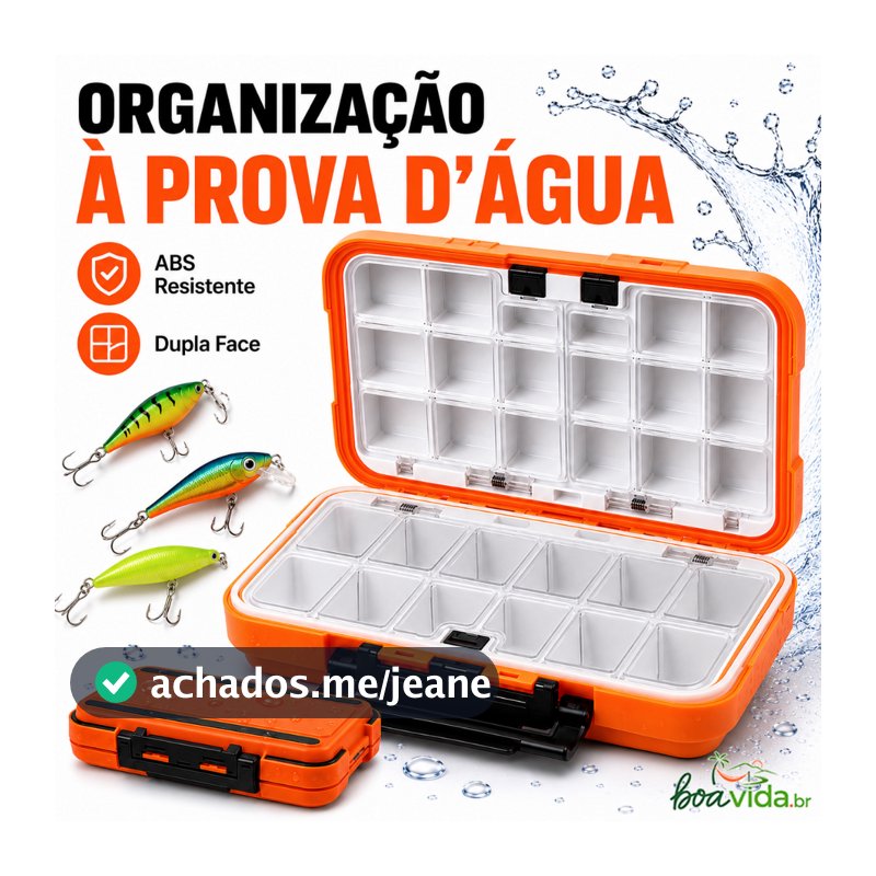 Caixa de pesca de grande capacidade com 28 compartimentos, com espaço para guardar acessórios, anzóis e iscas