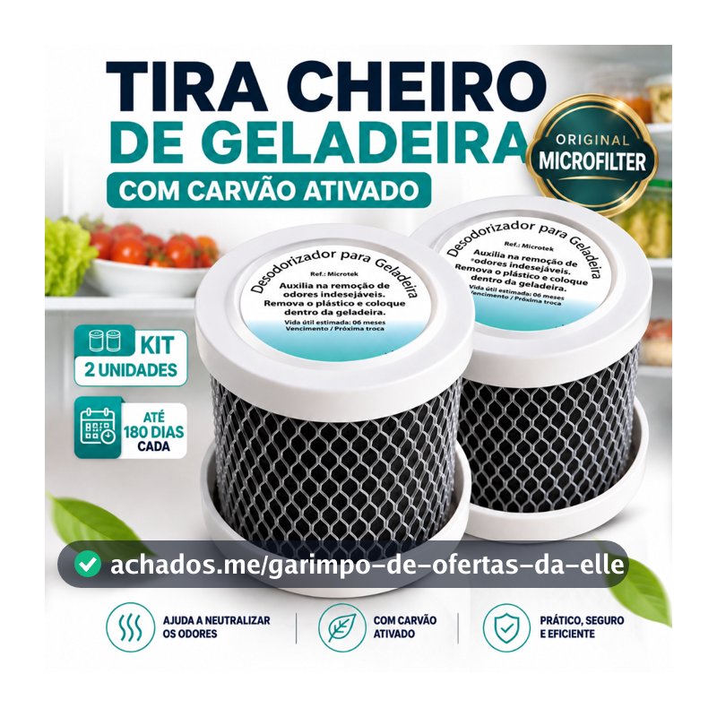 Kit 2 Tira Cheiro Geladeira Desodorizador Anti Odor Carvão Ativado O Original Microfilter