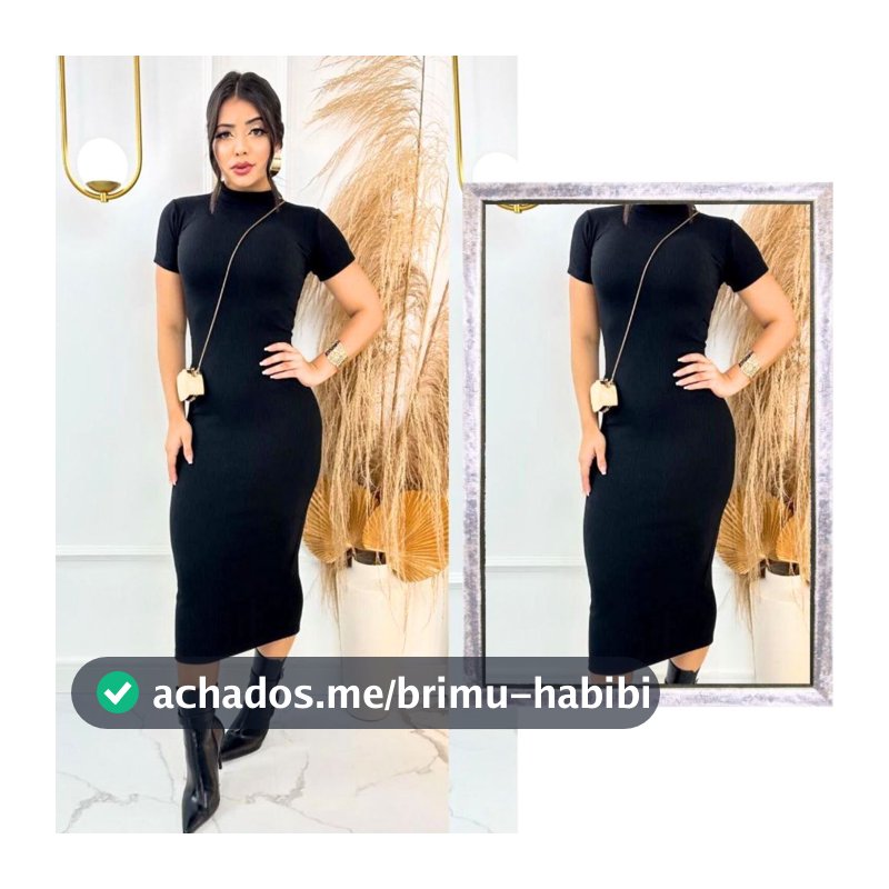Vestido Feminino Midi Canelado com Manga Elegância e Ousadia em Uma Peça