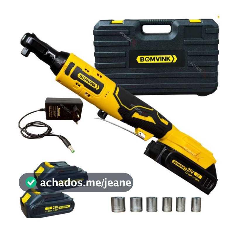 Chave de catraca a bateria eletrica 2 baterias 21v ou 12v com soquetes e maleta - Bivolt