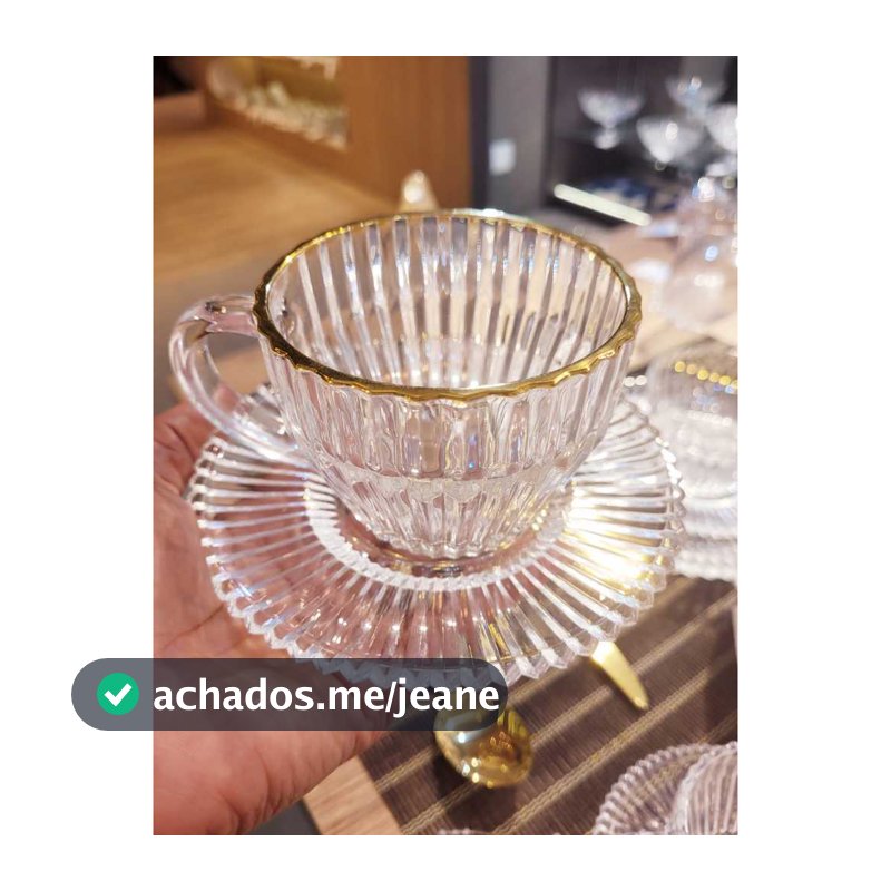 Conjunto 4 Xícaras de Chá de Cristal com Fio de Ouro Imperatriz 220ml - Wolff