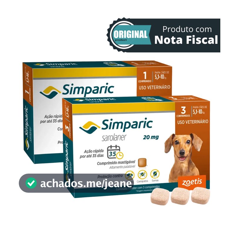 Simparic Antipulgas E Carrapatos Para Cães De 5,1 A 10kg Venc. na Descrição