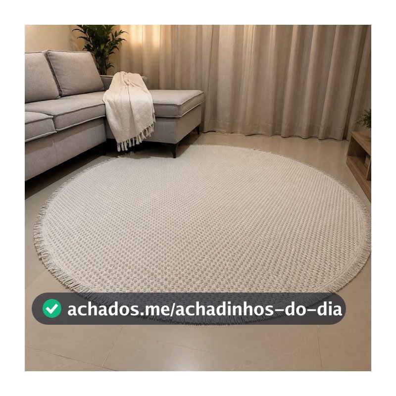 Tapete redondo 100% algodão, muito Macio! Pode ser lavado na máquina.