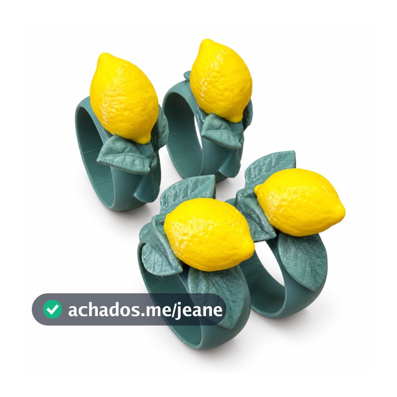 Kit 4 Argolas Porta Guardanapo Limão Siciliano Mesa Posta