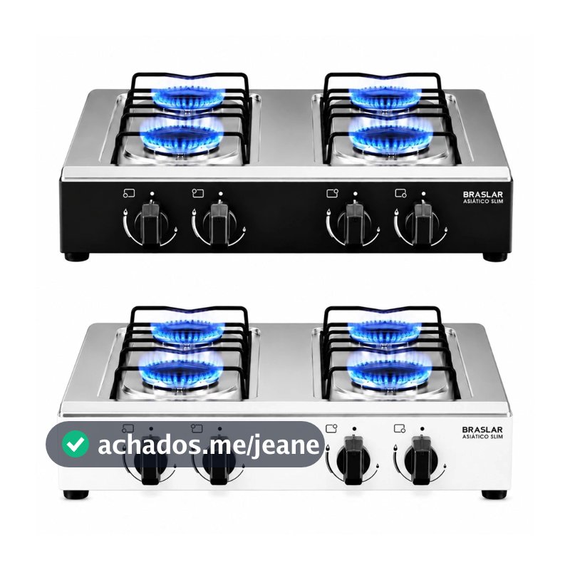 Fogão Cooktop De Mesa Portátil A Gás 4 Bocas em Inox Braslar