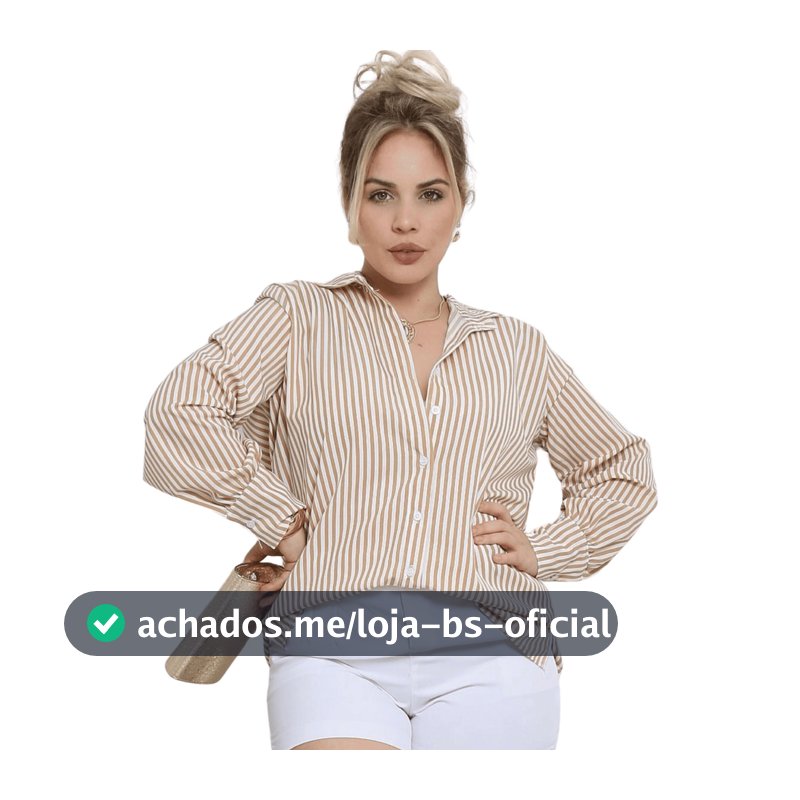 Camisa Manga Longa Feminina Social y Casual Listrada em crepinho blusinha soltinha larga Boho