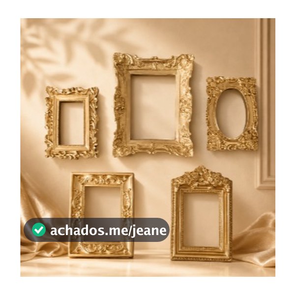 Kit 5 Molduras Douradas Decoração Parede Vintage Quadros Dourados