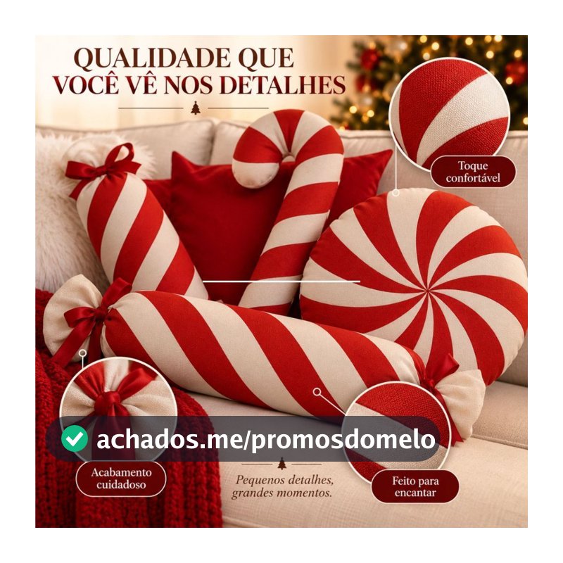 Almofada Criativa Doce Candy Natal Vermelha