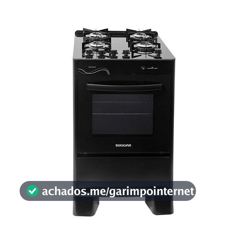 FOGÃO SUGGAR NEO GLASS 4 QUEIMADORES PRETO BIVOLT FGVNG410PT